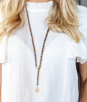beaded lariat shield necklace