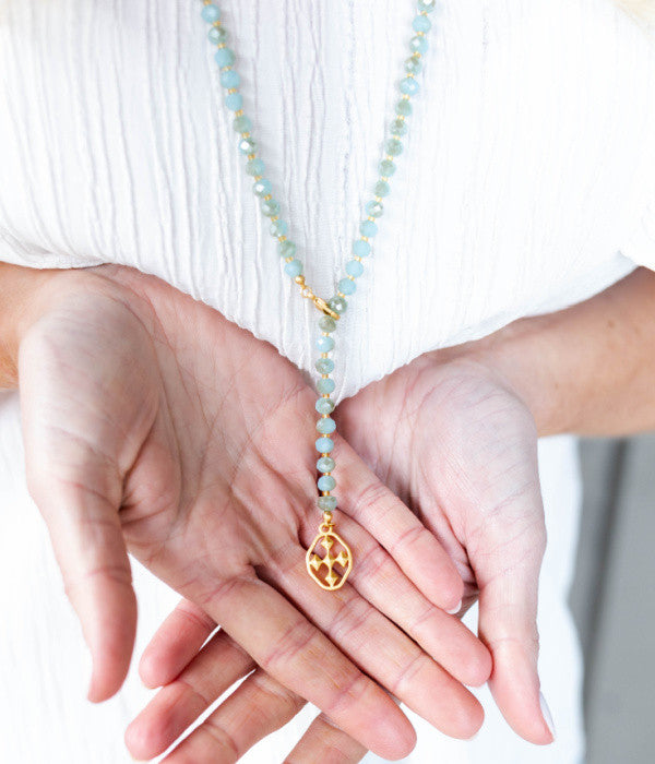 beaded lariat shield necklace