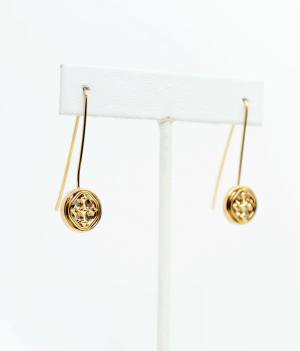 drop wire medallion earrings