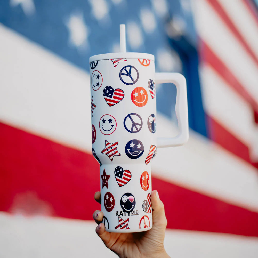 America Star, Peace & Happy Face 38oz Tumbler