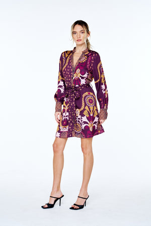 Antonella Engineer Print Mini Dress