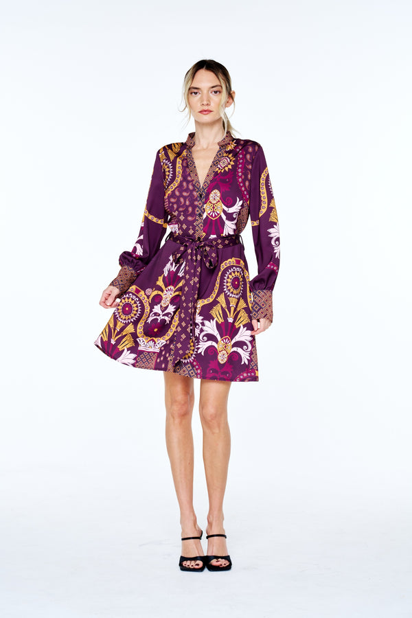 Antonella Engineer Print Mini Dress