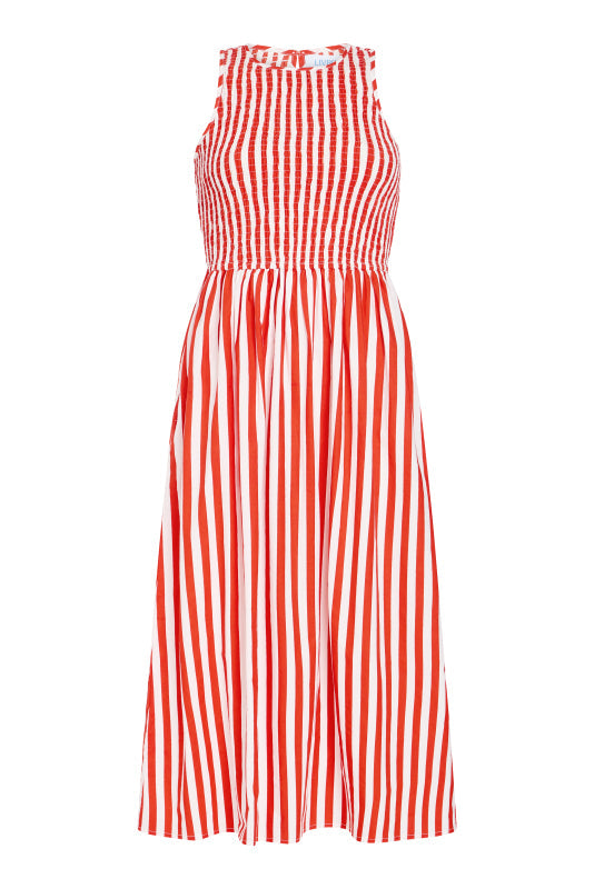 Stroll Dress, Red Stripes