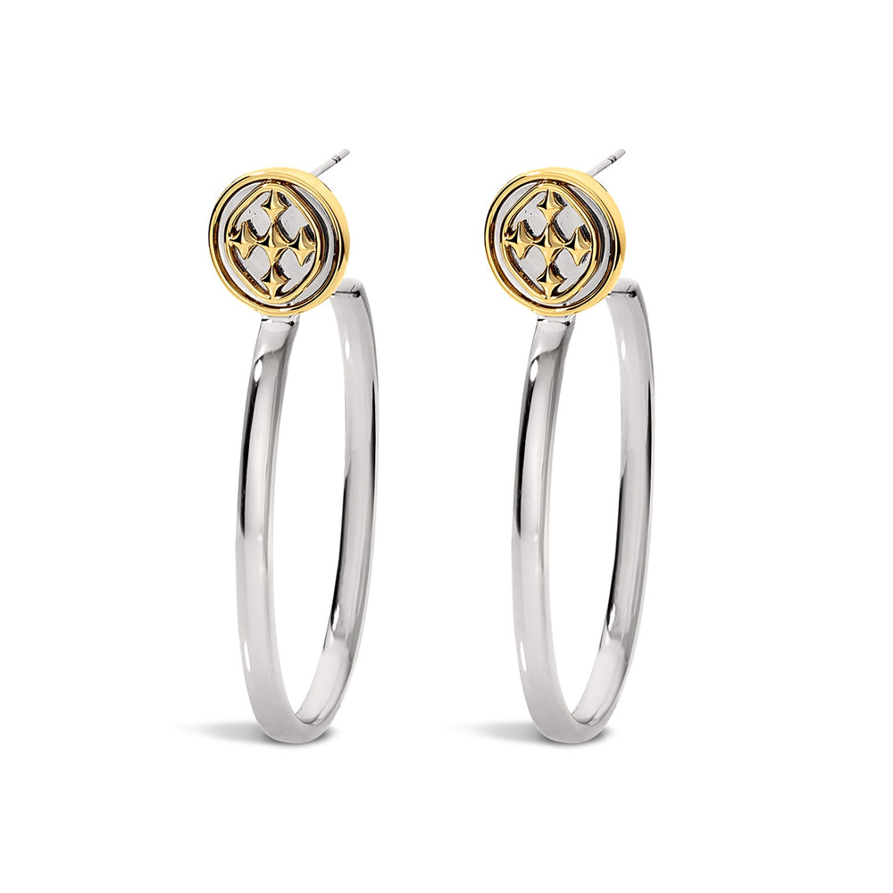medallion oval hoop earrings