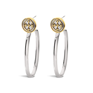 medallion oval hoop earrings