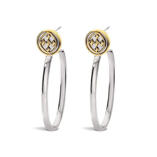 medallion oval hoop earrings